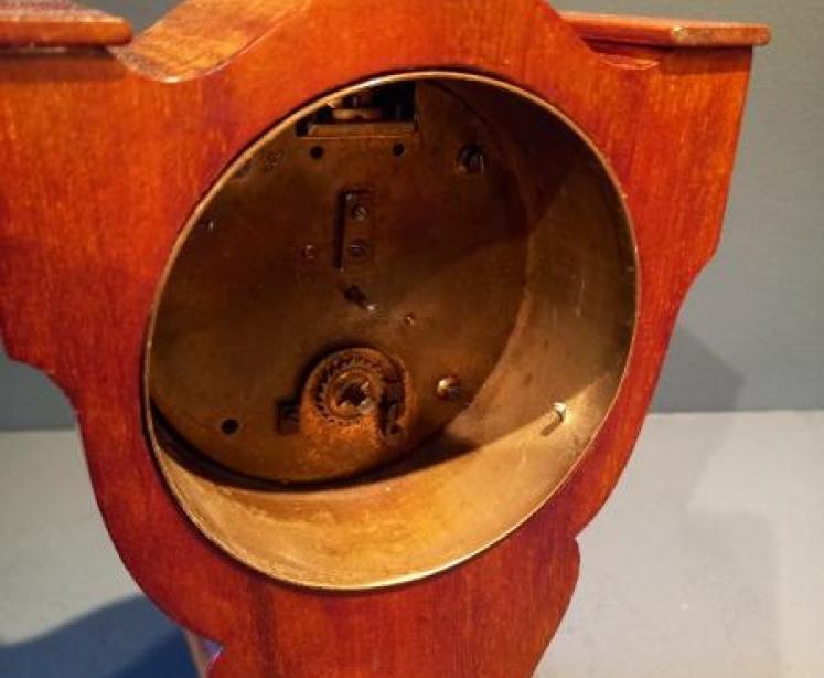 Unusual Edwardian Period Sheraton Inlaid Mantel Clock - Image 5