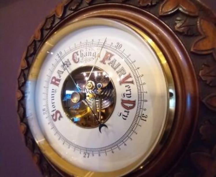 Superb Antique Solid Walnut Skeletonised Barometer - Image 3