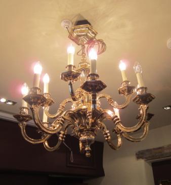 Impressive Edwardian Bronze Two Tier Chandelier