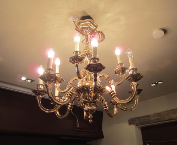 Impressive Edwardian Bronze Two Tier Chandelier - Image 1