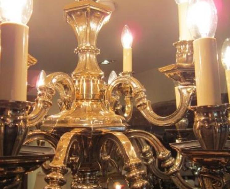 Impressive Edwardian Bronze Two Tier Chandelier - Image 3