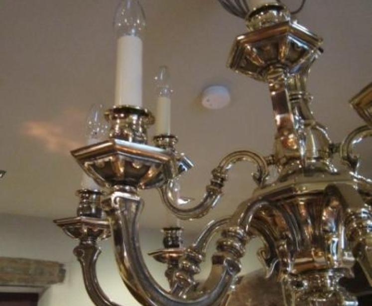 Impressive Edwardian Bronze Two Tier Chandelier - Image 4