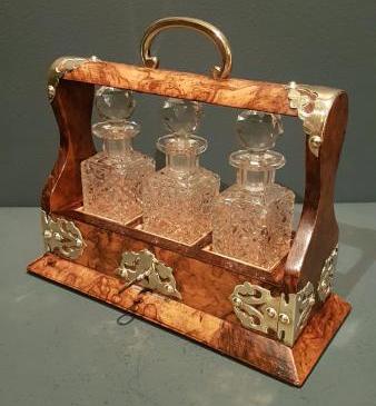 Victorian Burr Walnut Miniature Tantalus