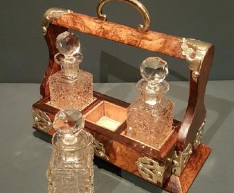 Victorian Burr Walnut Miniature Tantalus - Image 2