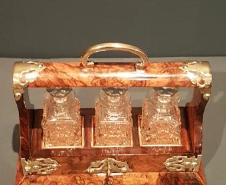 Victorian Burr Walnut Miniature Tantalus - Image 6