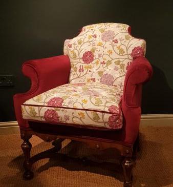 Edwardian Walnut Framed Upholstered Arm Chair