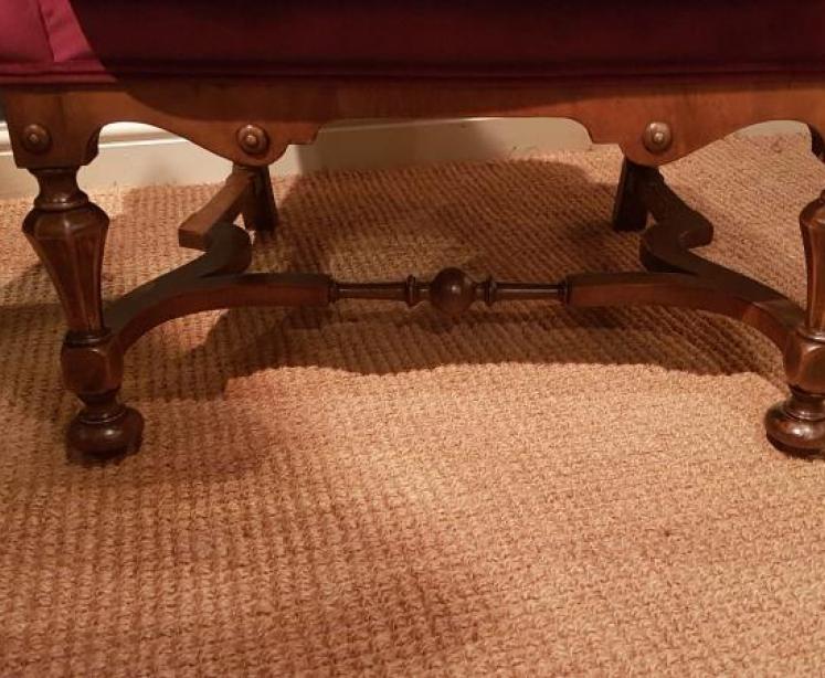 Edwardian Walnut Framed Upholstered Arm Chair - Image 4