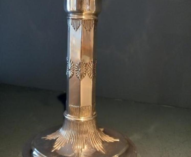 Superb Pair of Antique Silver Oval Base Candlesticks - Image 2