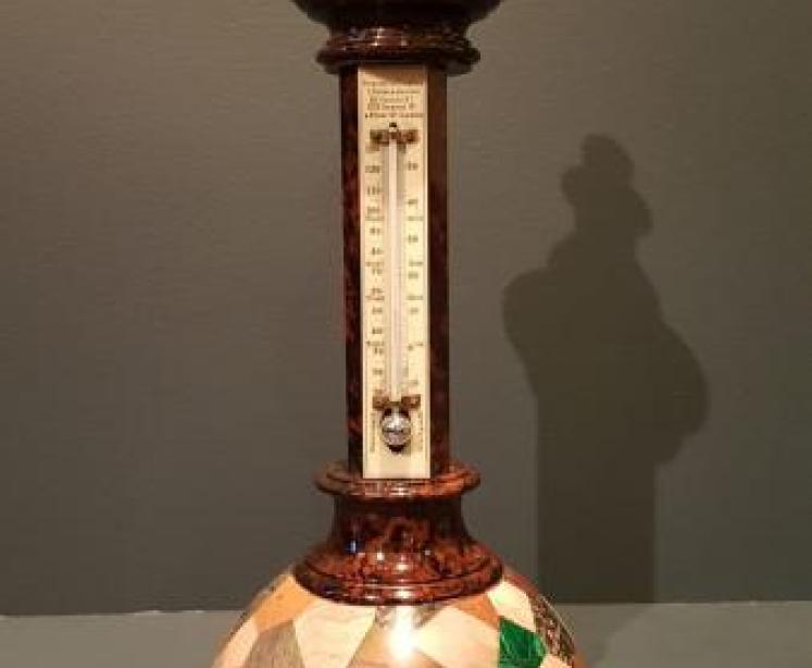 Outstanding Serpentine and Specimen Marble Obelisk Thermometer - Image 1