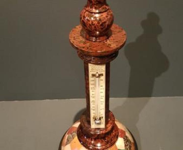 Outstanding Serpentine and Specimen Marble Obelisk Thermometer - Image 6