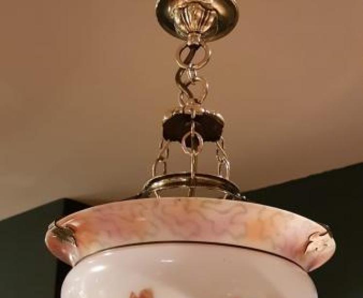 Edwardian Glass and Brass Light Fitting - Image 1