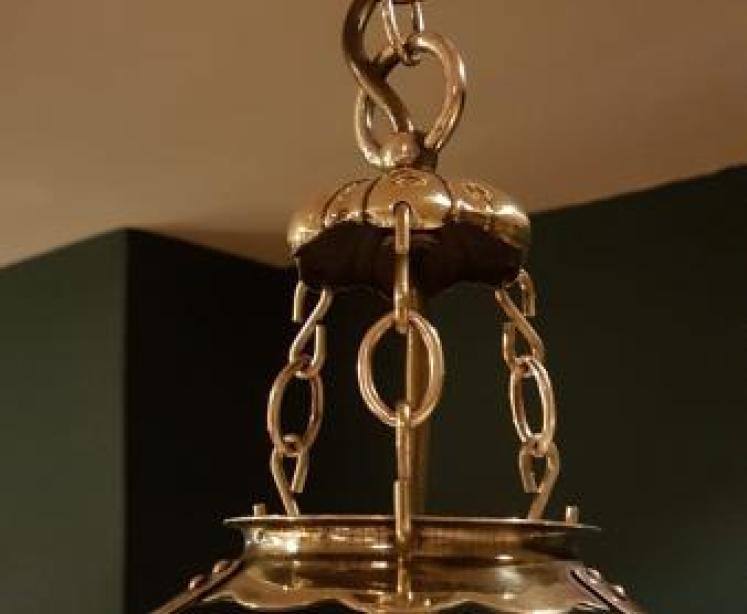 Edwardian Glass and Brass Light Fitting - Image 2