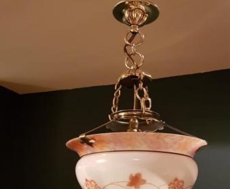Edwardian Glass and Brass Light Fitting - Image 6