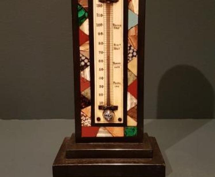 Victorian Slate and Specimen Marble Desk Top Thermometer - Image 1