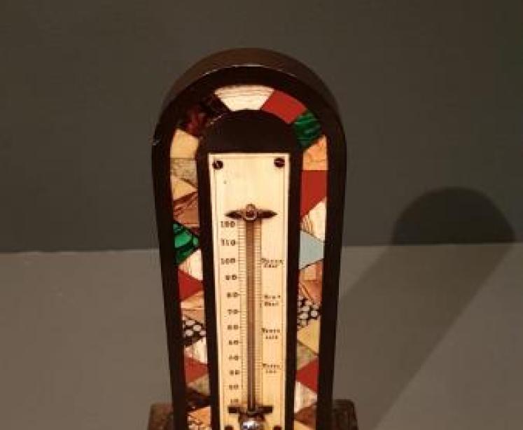 Victorian Slate and Specimen Marble Desk Top Thermometer - Image 2