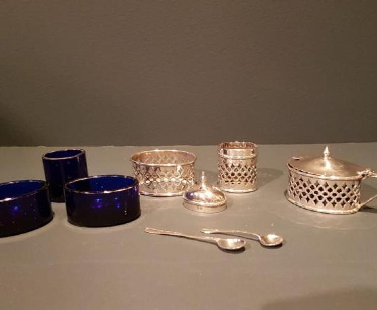 George V Period Silver 3 Piece Cruet Set - Image 2