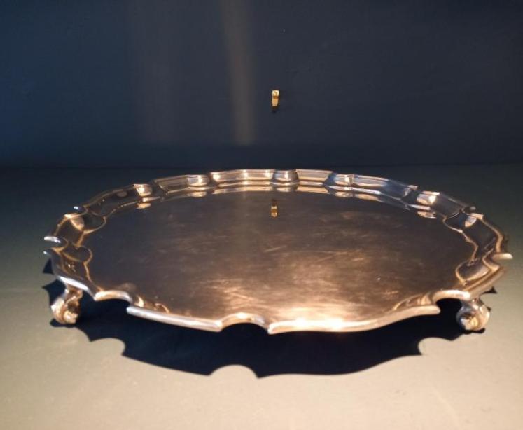 Heavy George III Style Solid Silver Salver - Image 1