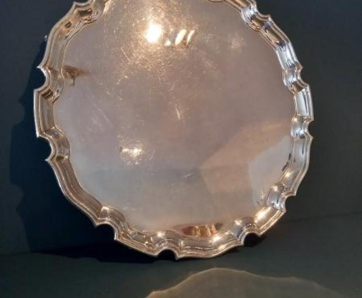 Heavy George III Style Solid Silver Salver - Image 7