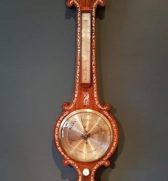 Victorian Rosewood Mother of Pearl Inlaid Barometer