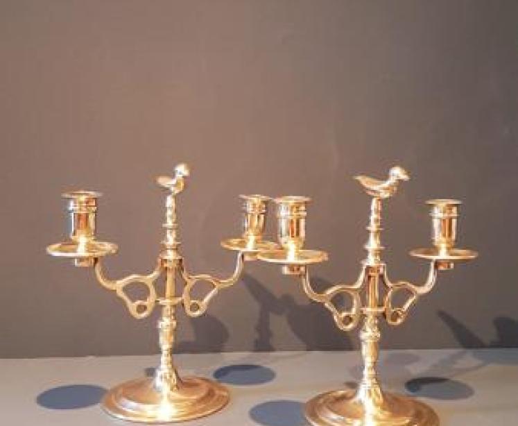 Pair of Victorian Brass Candelabra - Image 1
