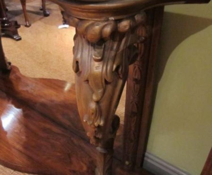 Superb Late Regency Rosewood Serpentine Console Table - Image 2