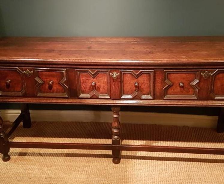 Early Period Oak Geometric Moulded Dresser - Image 1