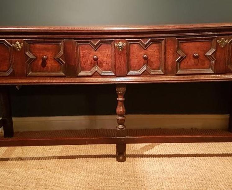 Early Period Oak Geometric Moulded Dresser - Image 2