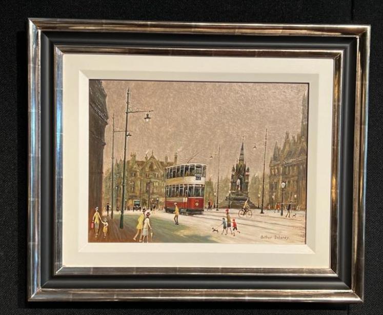 Arthur Delaney Oil on board ' Albert Square' Manchester - Image 1