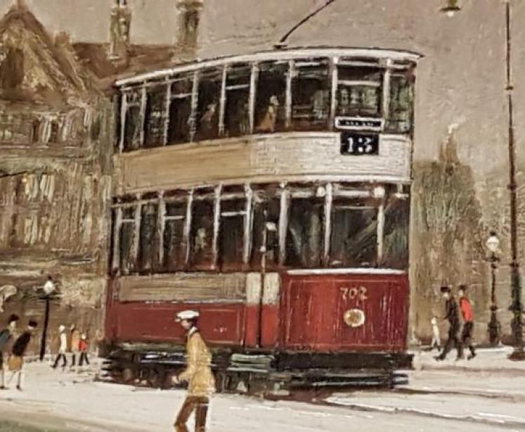 Arthur Delaney Oil on board ' Albert Square' Manchester - Image 3