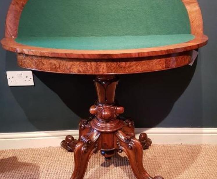 Fine Mid Victorian Burr Walnut Card Table - Image 2