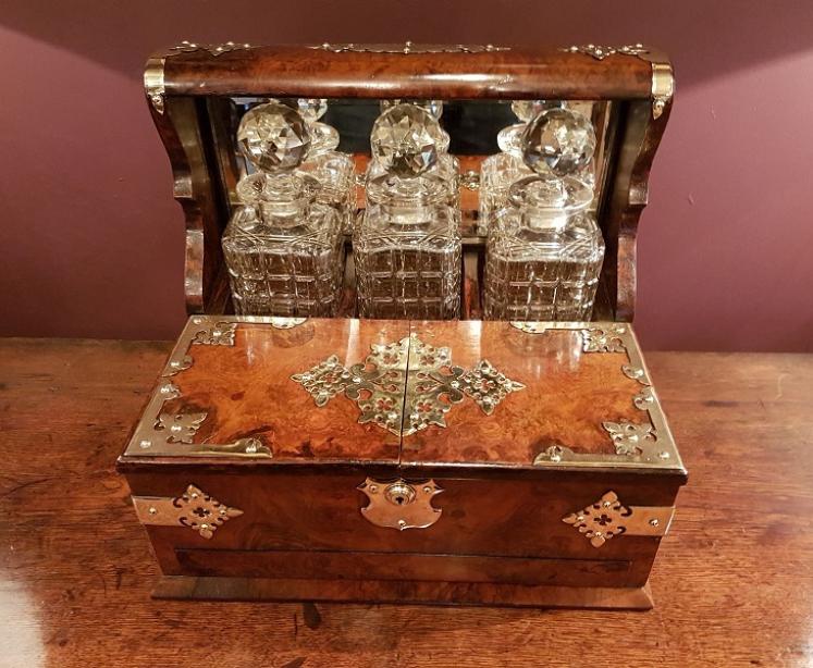 Superb Victorian Walnut Tantalus & Games Box - Image 2