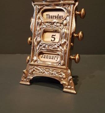 Edwardian Brass Desk Calendar