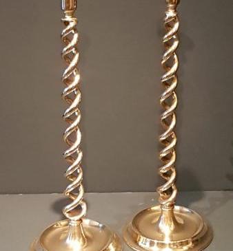 Pair of Large Victorian Brass Candlesticks