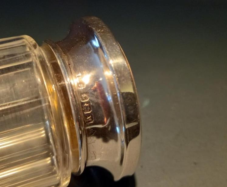 George V Period Silver & Lilac Enamel Topped Table Jar - Image 5