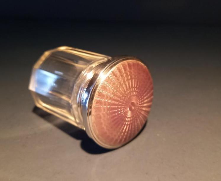 George V Period Silver & Lilac Enamel Topped Table Jar - Image 7