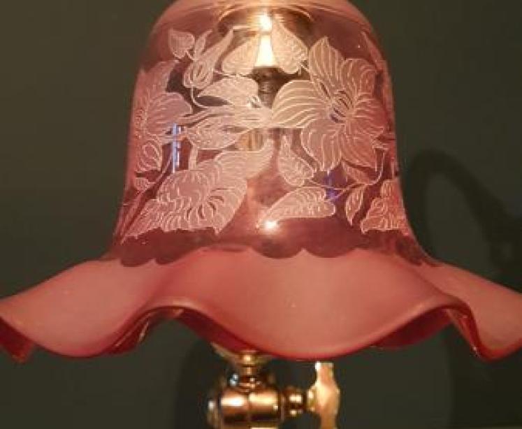 Edwardian Cast Brass Table Lamp and Shade - Image 3