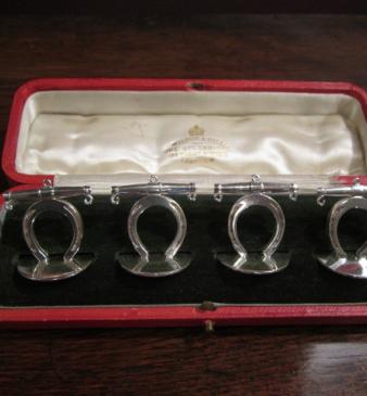 Rare Boxed Set of Edwardian Silver Menu Holders