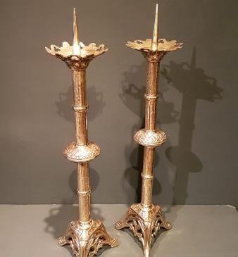 Large Pair of Victorian Brass Candlesticks