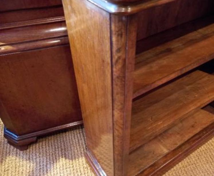 Small Mid Victorian Burr Walnut Open Bookcase - Image 3