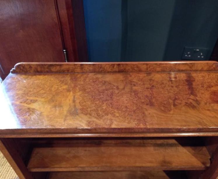 Small Mid Victorian Burr Walnut Open Bookcase - Image 5