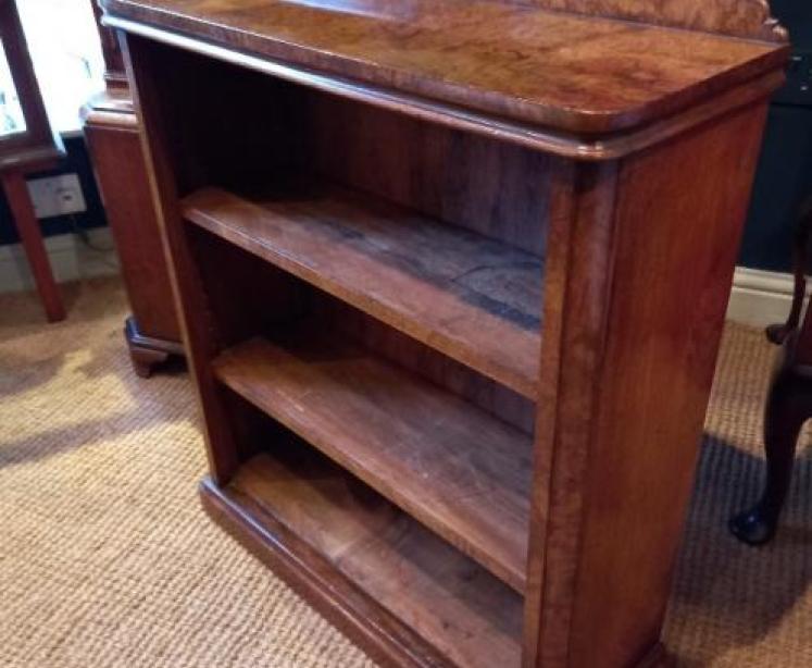 Small Mid Victorian Burr Walnut Open Bookcase - Image 6