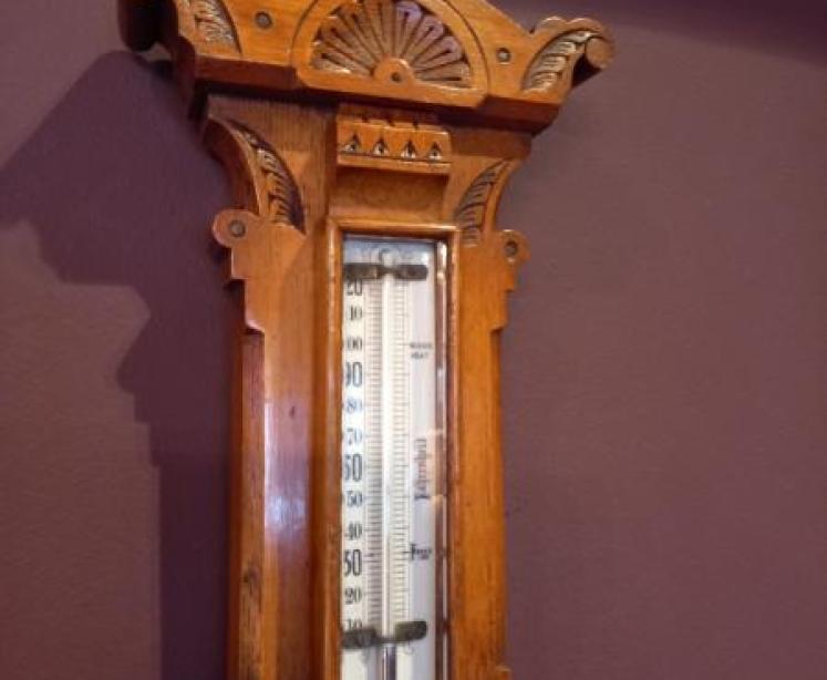 Mid Victorian Polished Oak Small Banjo Barometer - Image 5