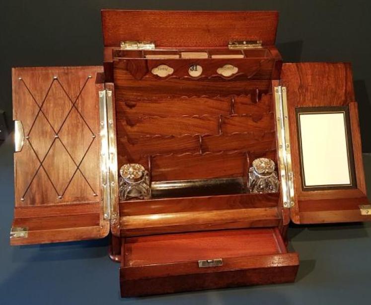 Quality Victorian Walnut Stationary Box - Image 2