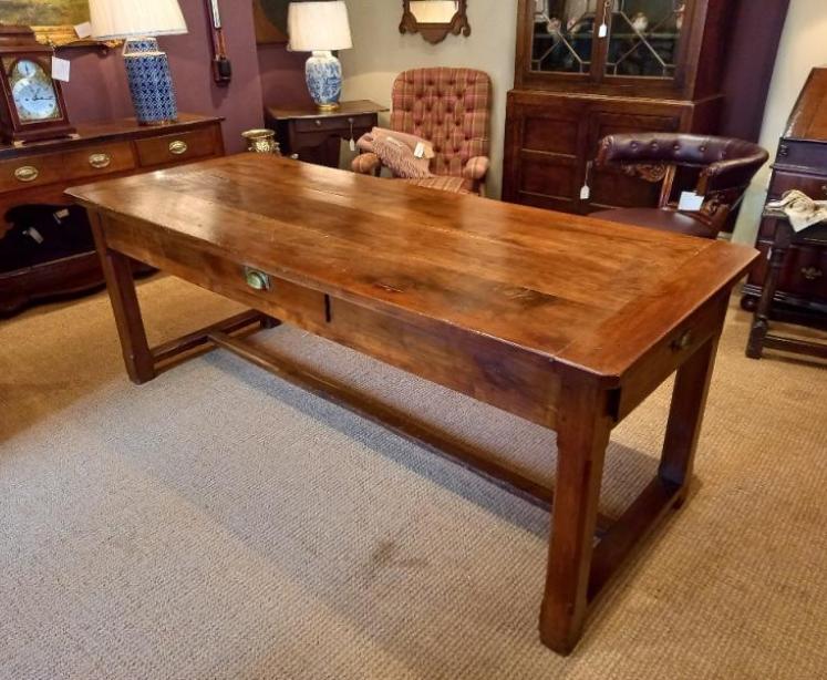George III Period Elm Planked Top Farmhouse Table - Image 1
