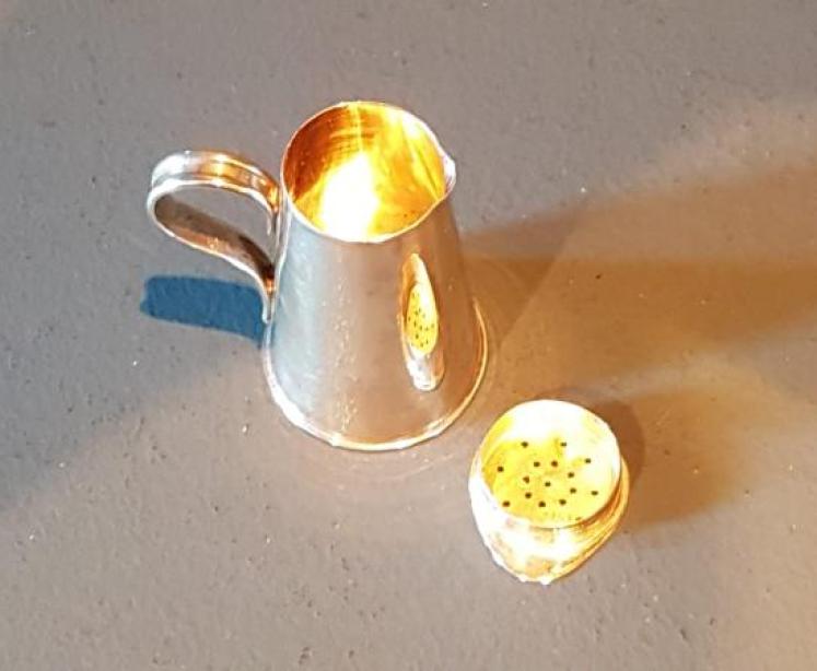 Unusual Victorian Chester Silver Jug Pounce Pot - Image 3