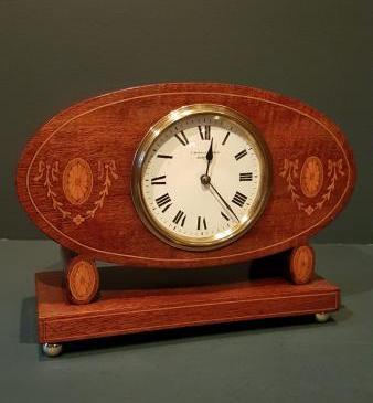 Unusual Edwardian Inlaid Mantel Clock