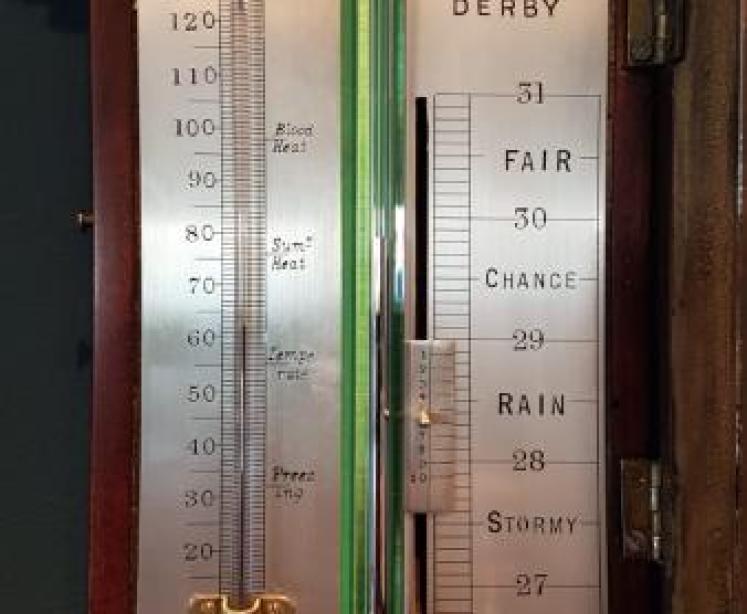 Antique Sheraton Inlaid Derby Stick Barometer - Image 2