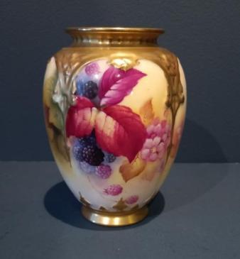 Royal Worcester Autumn Leaves & Blackberries Signed Vase