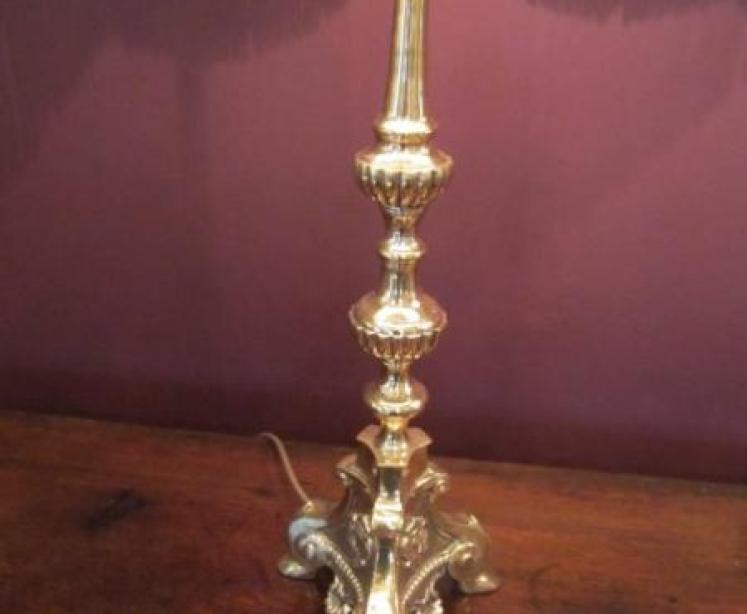 Pair of Victorian Rococo Candlestick Lamps & Shades - Image 3