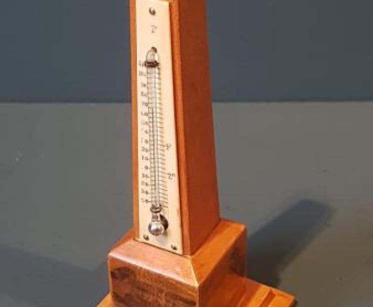 Victorian Boxwood Mauchline Ware Obelisk Desktop Thermometer - Image 2